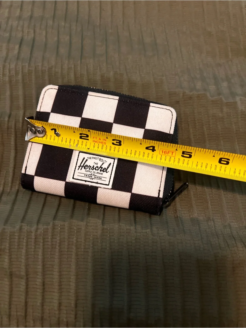 Herschel Supply Company Checkerboard Zip Card Wallet in Black and White